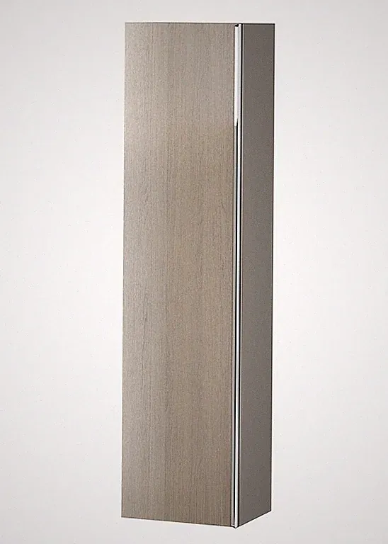 Badschrank Badezimmerschränke Hochschrank Eiche 160x40 Chrom Griffe + Spiegel