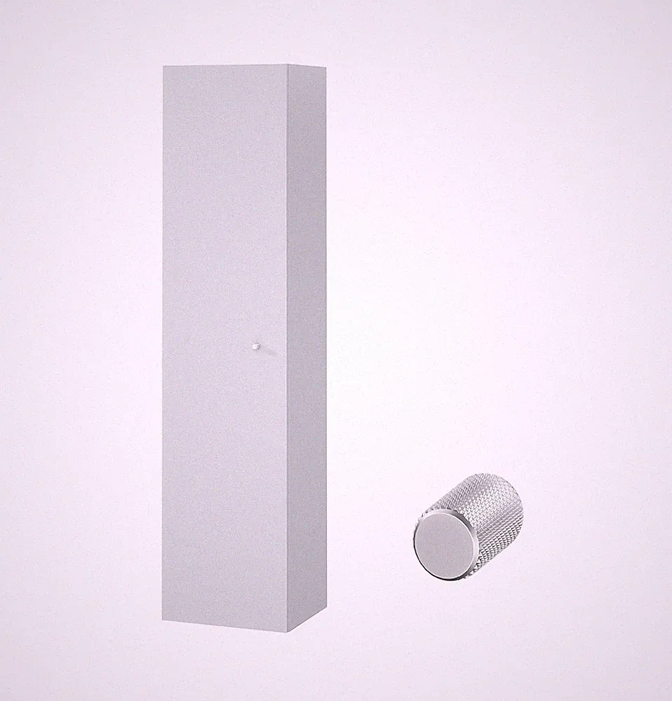 Badschrank Badezimmerschränke Hochschrank Grau LARGA 160 Chrom Knopf + Spiegel