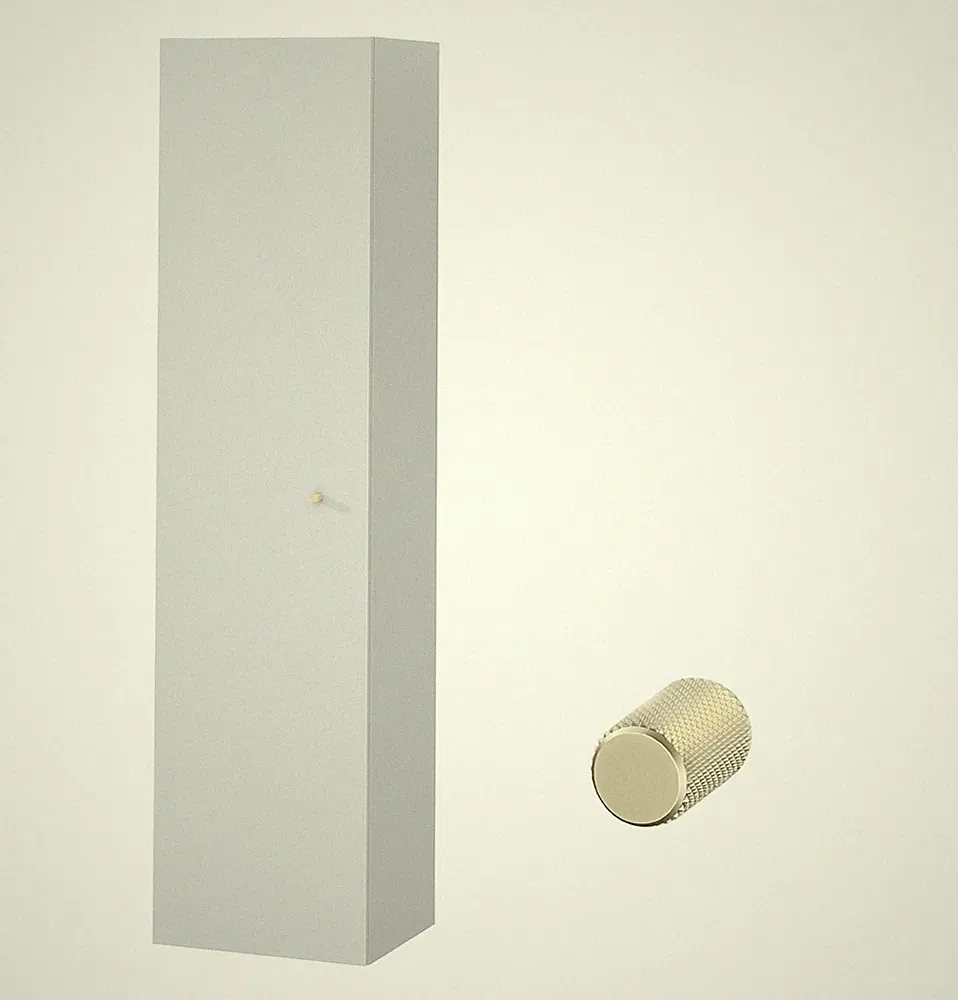 Badschrank Badezimmerschränke Hochschrank Grau LARGA 160 Golden Knopf + Spiegel