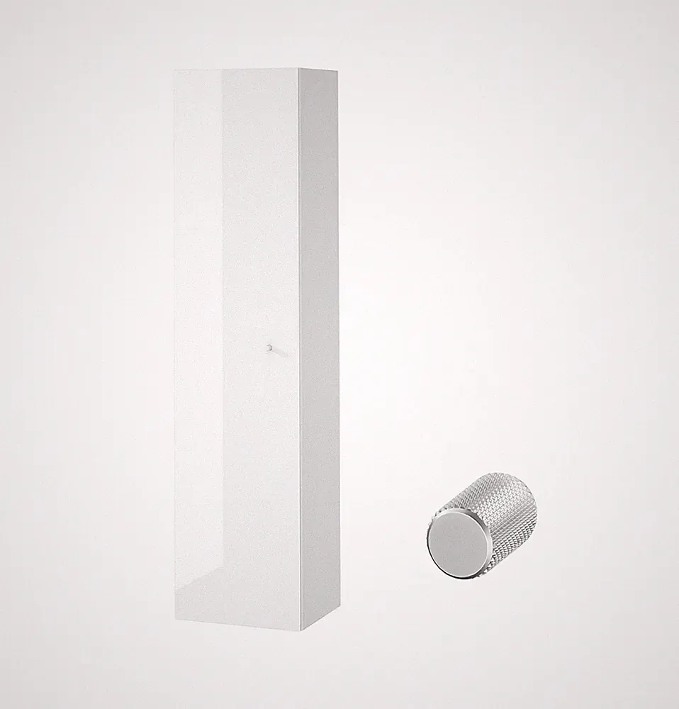 Badschrank Badezimmerschränke Hochschrank Weiß LARGA 160 Chrom Knopf + Spiegel