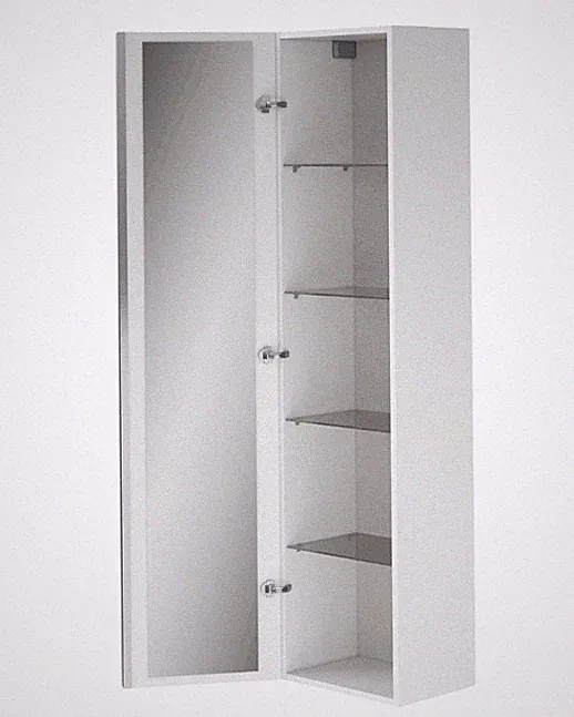 Badschrank Badezimmerschränke Hochschrank Weiß VIRGO 160 Chrom Griffe + Spiegel