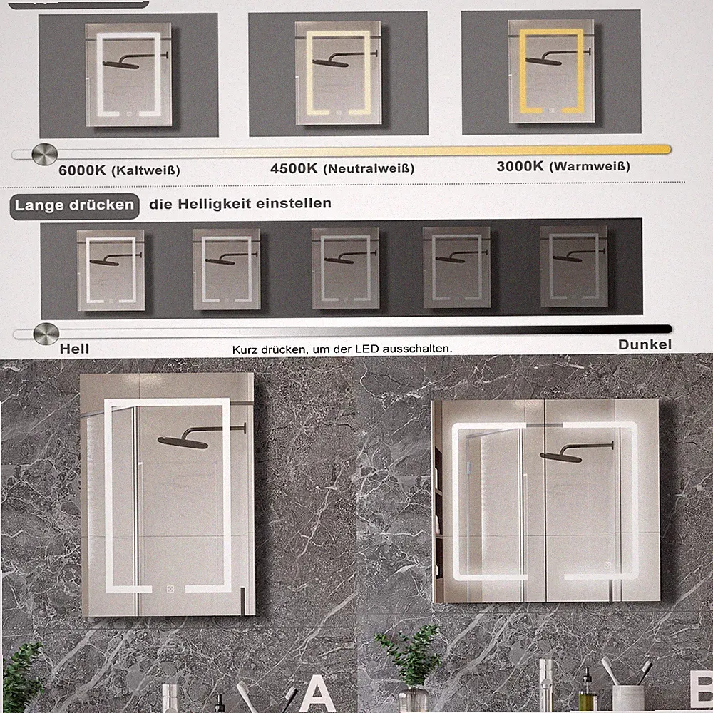 Badschrank Badezimmerschrank Hängeschrank Wandschrank Spiegelschrank Hochglanz