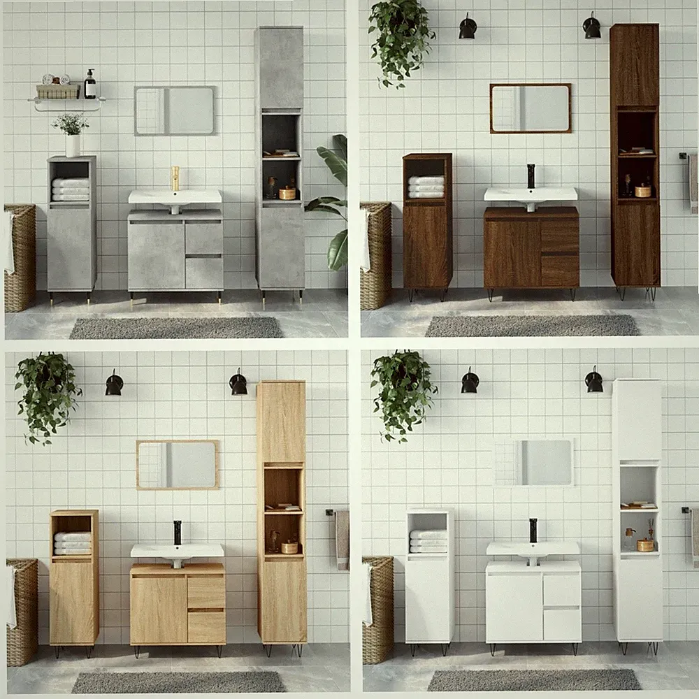 Badschrank Holzwerkstoff Badezimmerschrank Badzimmer Spiegelschrank neu
