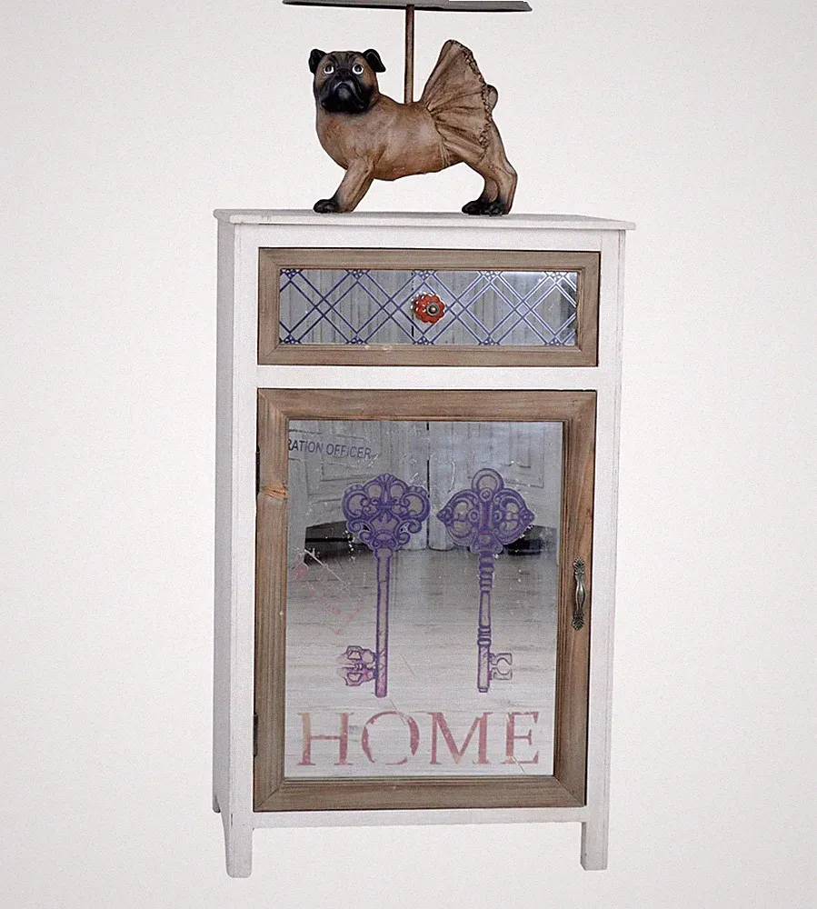 Badschrank Landhausstil Spiegelschrank Shabby Schrank verspiegelt Nachtkonsole