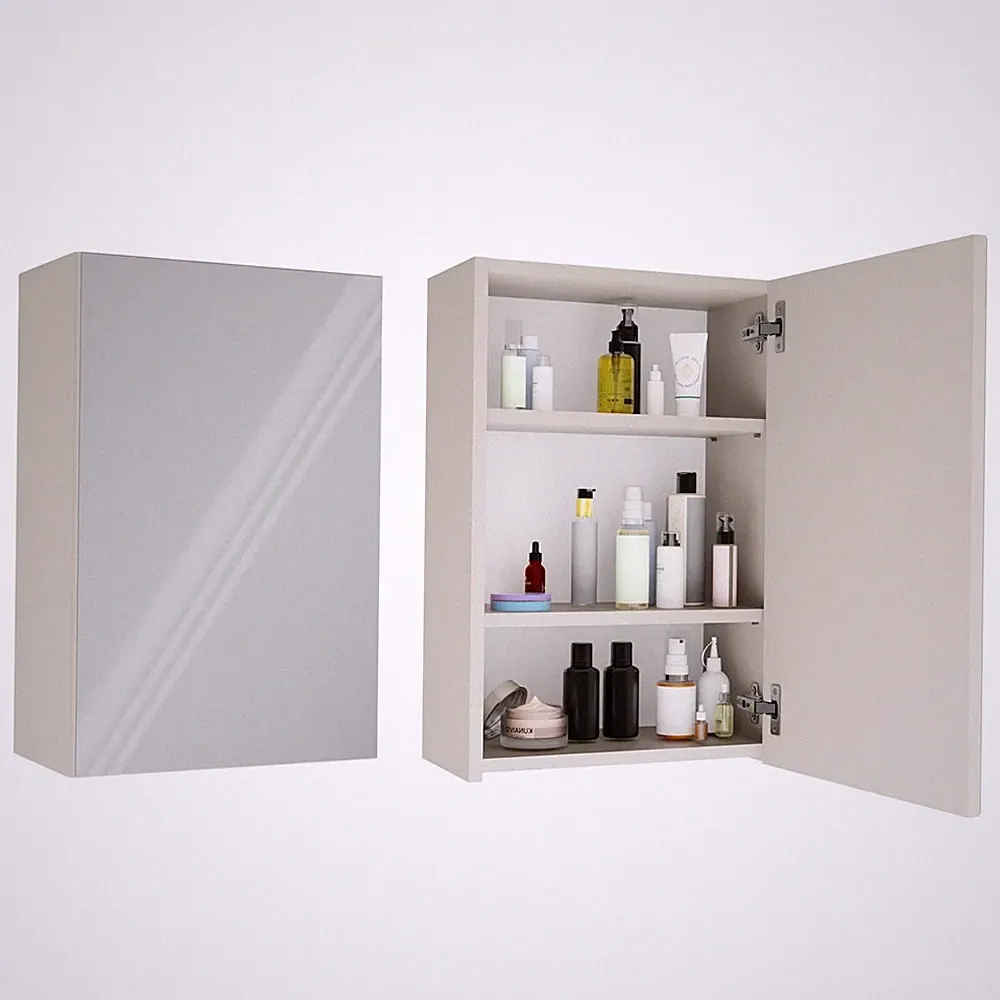 Badschrank mit Spiegel Badezimmer Kaschmir Hängeschrank Wandschrank Pola 1DL