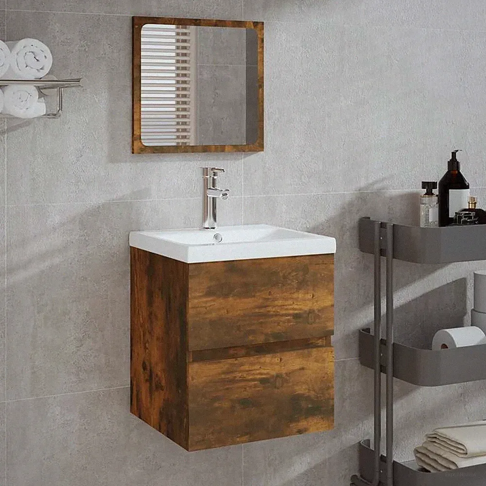 Badschrank mit Spiegel Holzwerkstoff Badmöbel Schrank mehrere Auswahl vidaXL