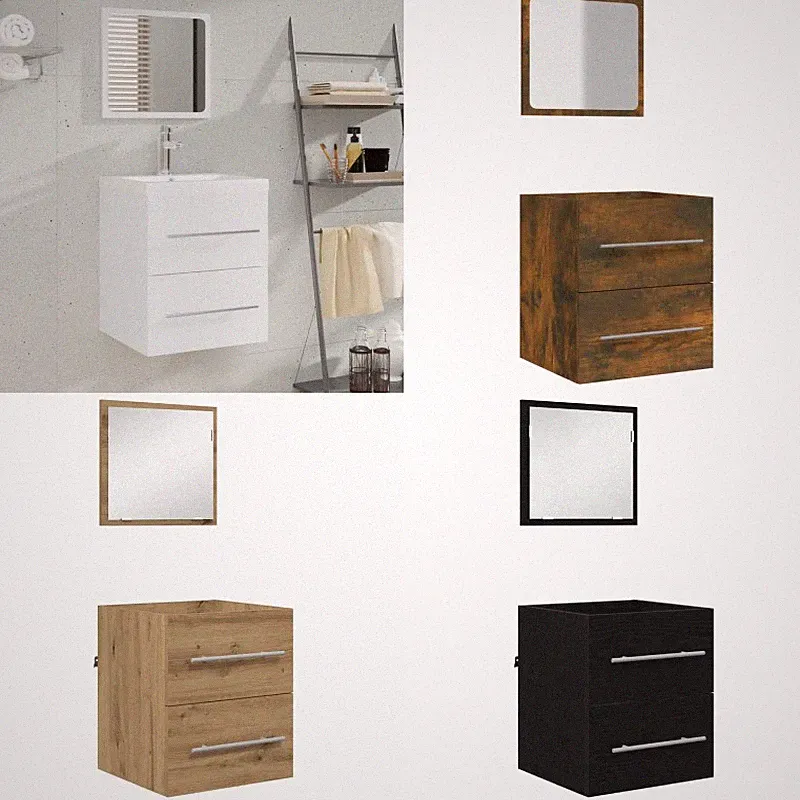 Badschrank mit Spiegel Waschbeckenschrank Badezimmerschrank Badmöbel vidaXL