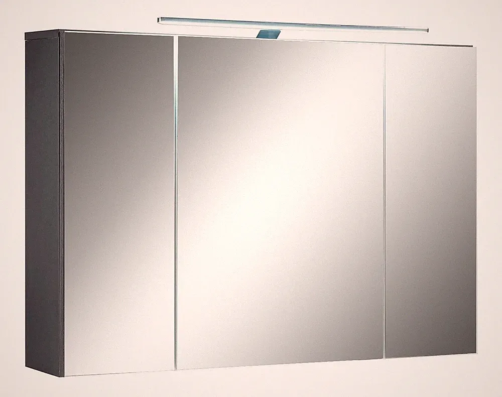 Badschrank Spiegelschrank Bad mit LED Beleuchtung Schalter Steckdose Grau 99 cm