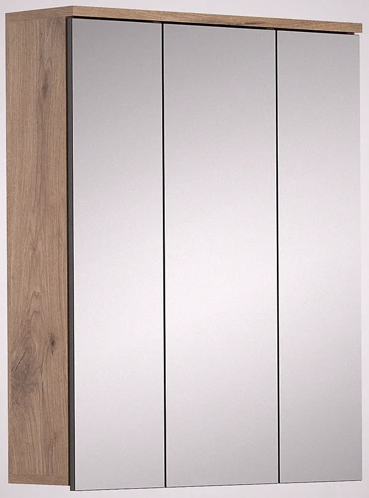 Badschrank Spiegelschrank Badspiegel 3-türig Nox Eiche Dekor B 66 cm
