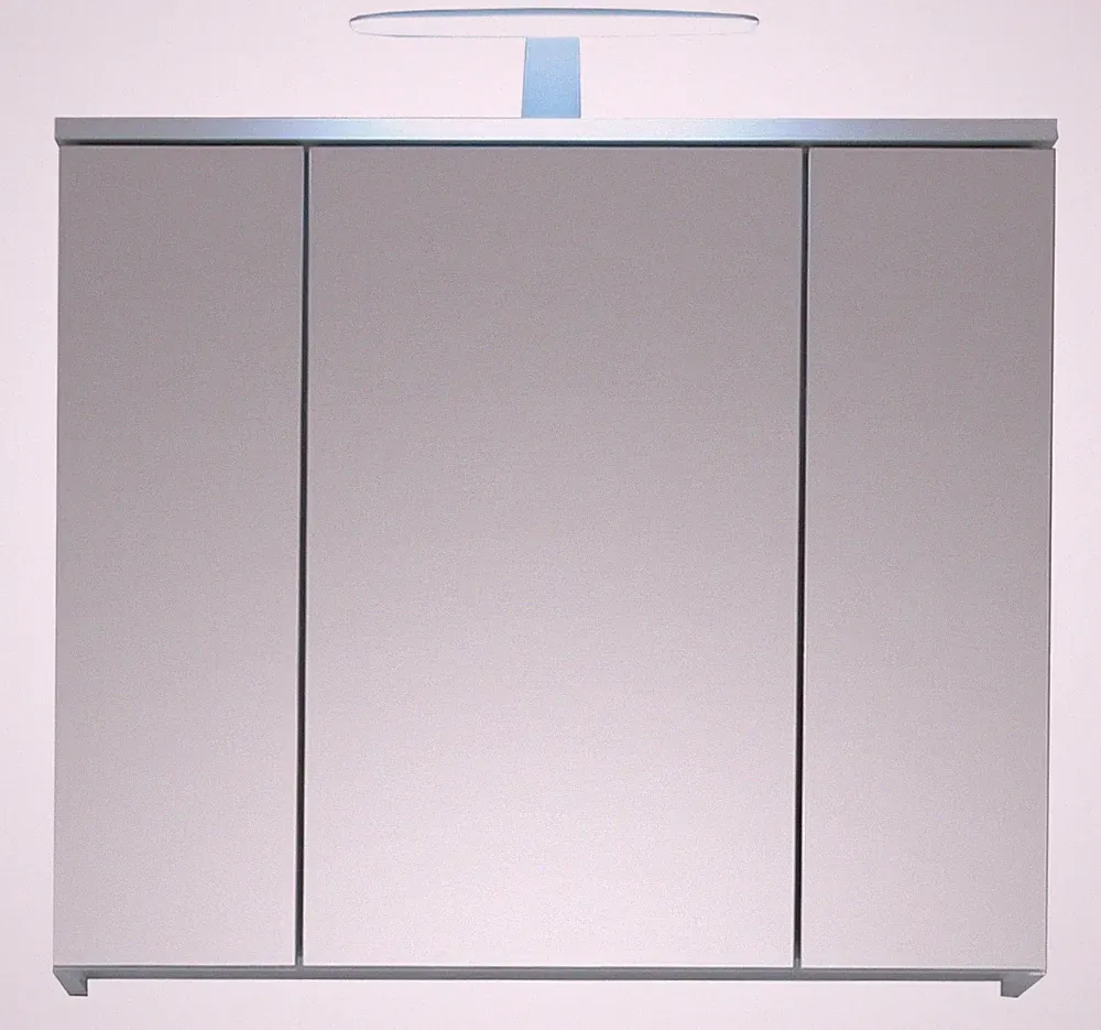 Badschrank Spiegelschrank Hängeschrank 3-türig mit LED Beleuchtung Weiß Matt