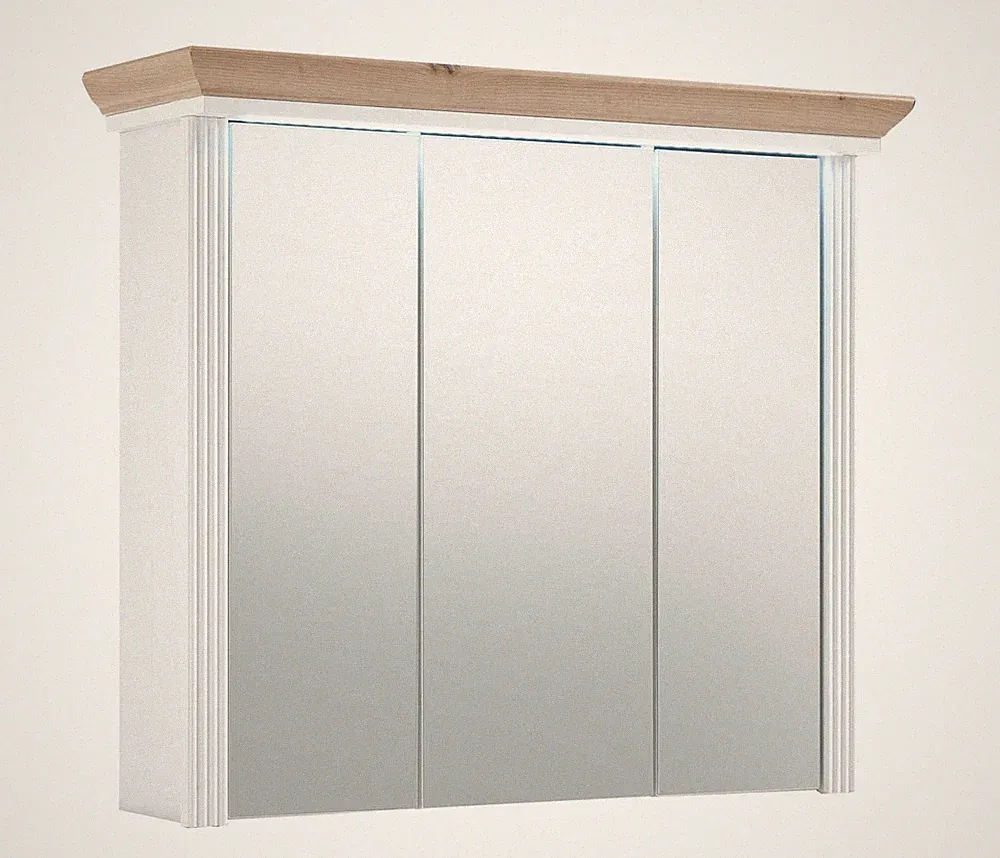 Badschrank Spiegelschrank Hängeschrank LED Beleuchtung Pinie Artisan Eiche Weiß
