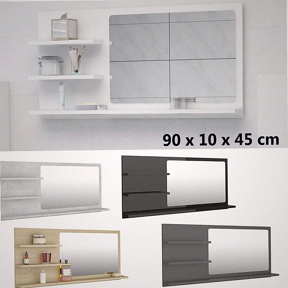 Badspiegel Badezimmer Makeup Spiegel Regal Wandspiegel Spiegelschrank Deko 90 cm