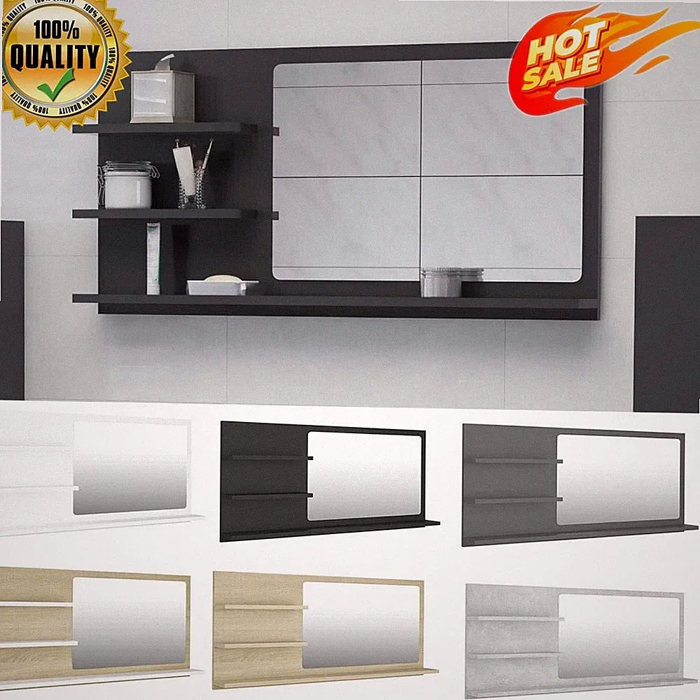 Badspiegel Badezimmerspiegel 90cm Spiegelschrank Wandspiegel Spiegel 3 Ablagen