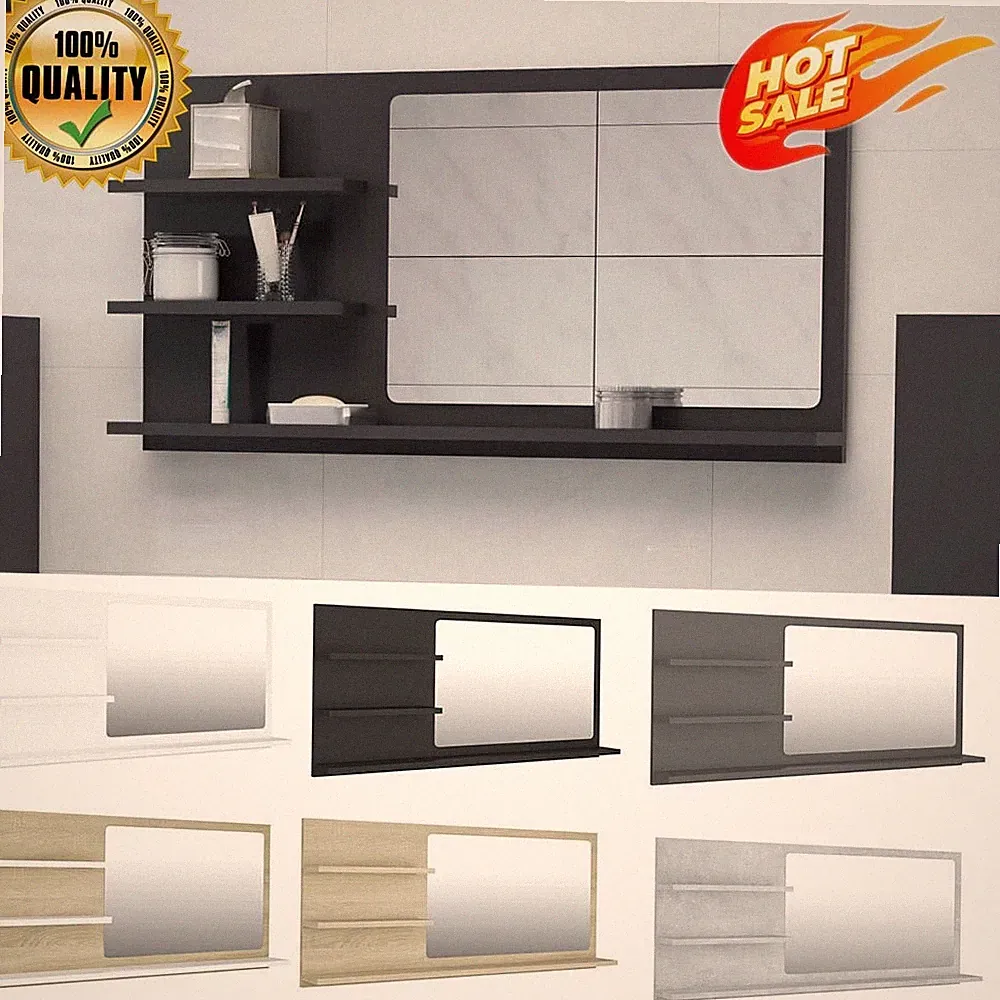 Badspiegel Badezimmerspiegel 90cm Spiegelschrank Wandspiegel Spiegel 3 Ablagen