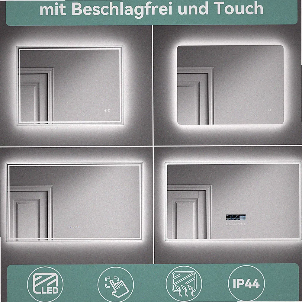 Badspiegel LED Badezimmerspiegel mit Beleuchtung Wandspiegel Beschlagfrei Touch