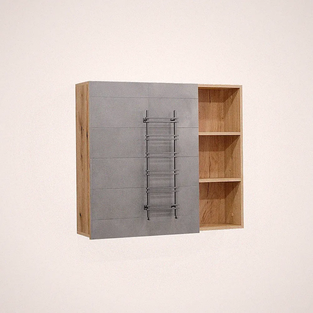 Badspiegelschrank Vicco Rudi 90 x 80.9 cm mit Tür und offenen Fächern