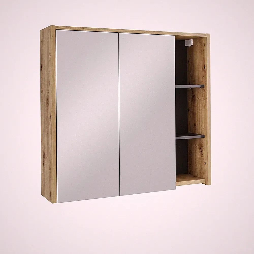 Badspiegelschrank Vicco Viola 80 x 75 cm mit offenen Regalen