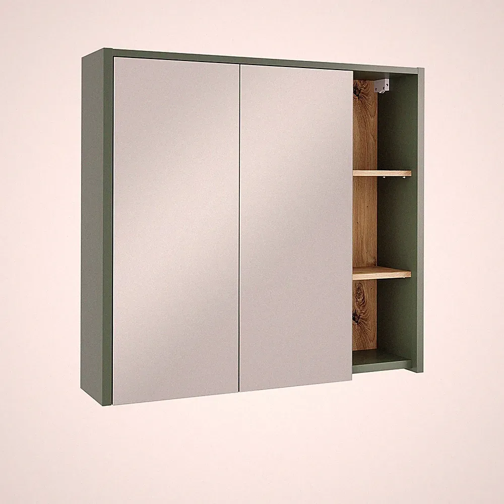 Badspiegelschrank Vicco Viola 80 x 75 cm mit offenen Regalen