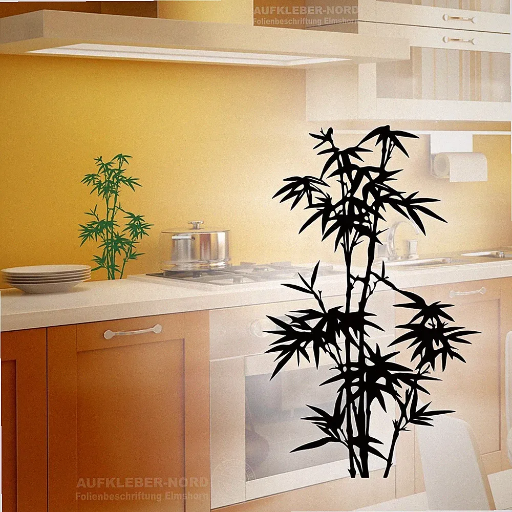Bambus Wandtattoo 40cm Pflanze Strauch A15 Wandaufkleber Küche Badezimmer Natur