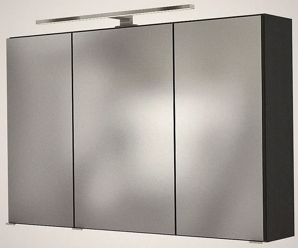 Basera® Badezimmer Spiegelschrank Anina 100 cm breit mit LED-Beleuchtung anth...