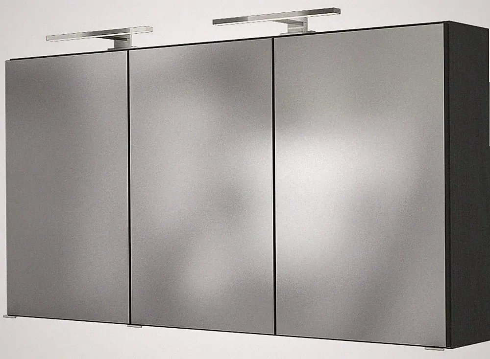 Basera® Badezimmer Spiegelschrank Anina 120 cm breit mit LED-Beleuchtung anth...