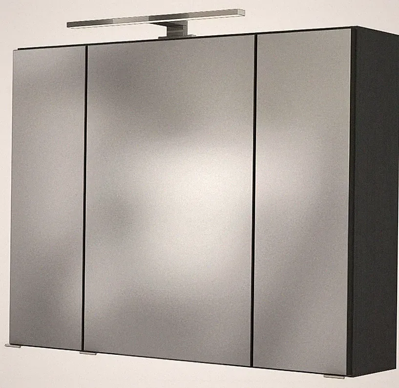 Basera® Badezimmer Spiegelschrank Anina 80 cm breit mit LED-Beleuchtung anthr...