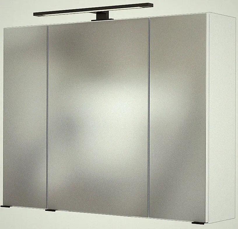Basera® Badezimmer Spiegelschrank Ariella 80 cm breit mit LED-Beleuchtung weiß