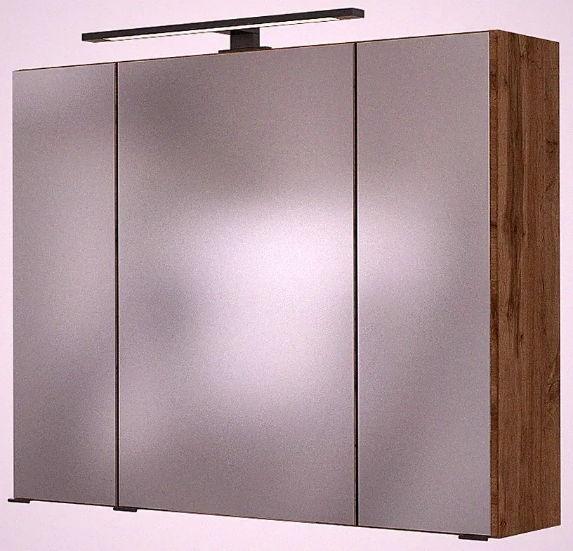 Basera® Badezimmer Spiegelschrank Ariella 80 cm breit mit LED-Beleuchtung Wot...