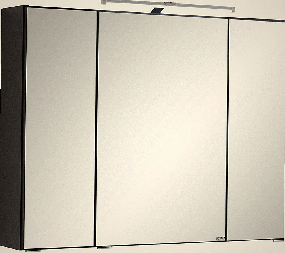 Basera® Badezimmer Spiegelschrank Ilona 80 cm breit mit LED-Beleuchtung anthr...