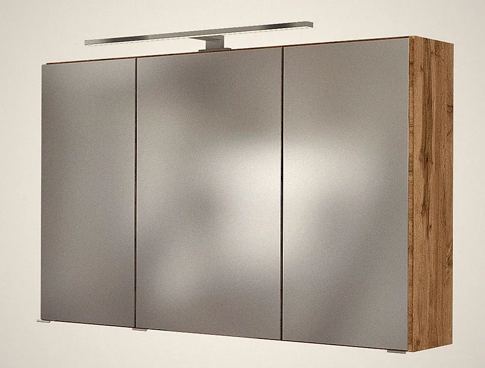 Basera® Badezimmer Spiegelschrank Lorena 100 cm breit mit LED-Beleuchtung Wot...
