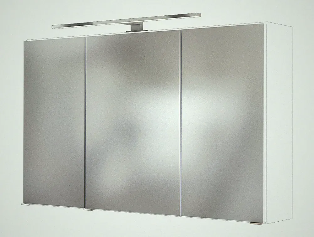 Basera® Badezimmer Spiegelschrank Ninette 100 cm breit mit LED-Beleuchtung weiß