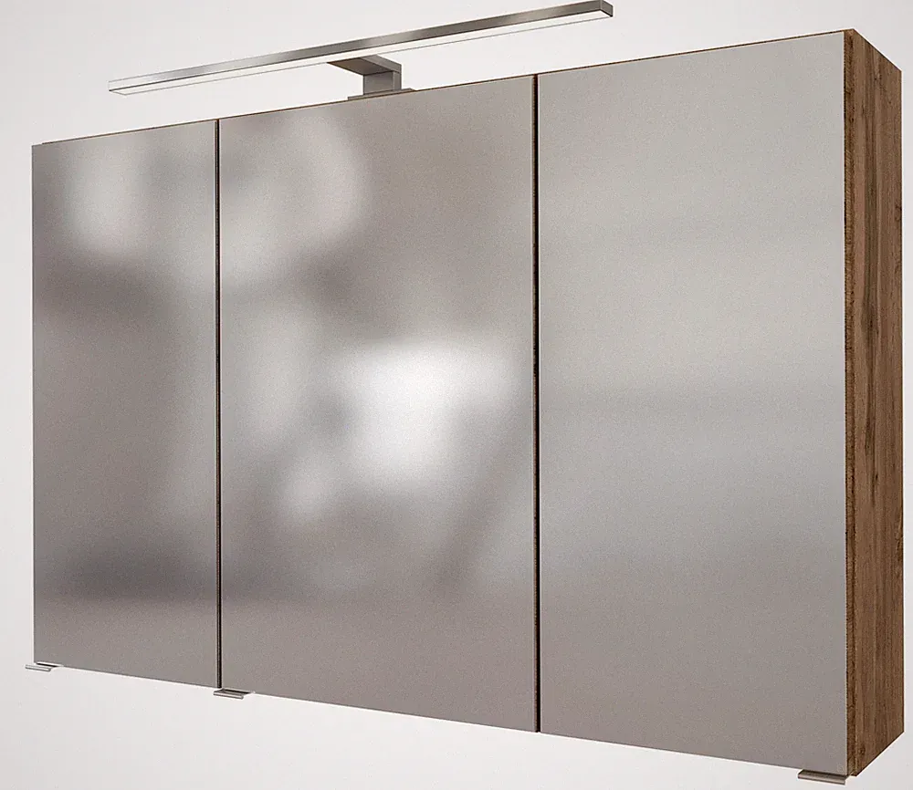 Basera® Badezimmer Spiegelschrank Ninette 100 cm breit mit LED-Beleuchtung Wo...
