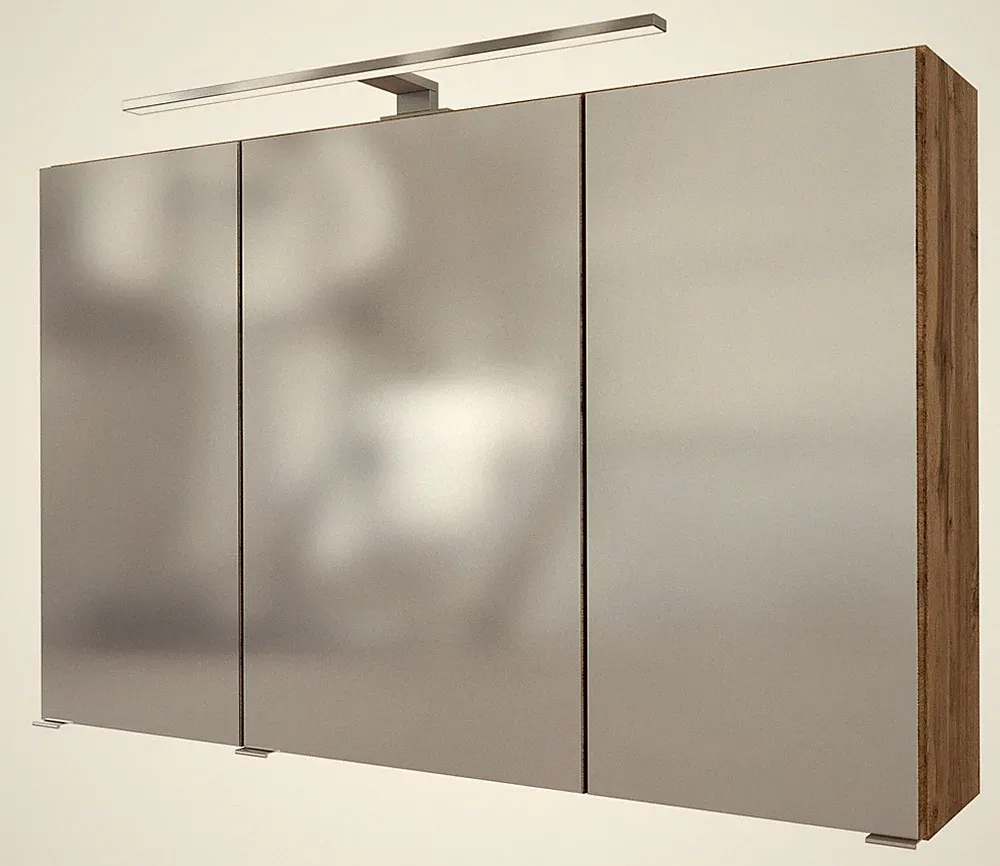 Basera® Badezimmer Spiegelschrank Ninette 100 cm breit mit LED-Beleuchtung Wo...