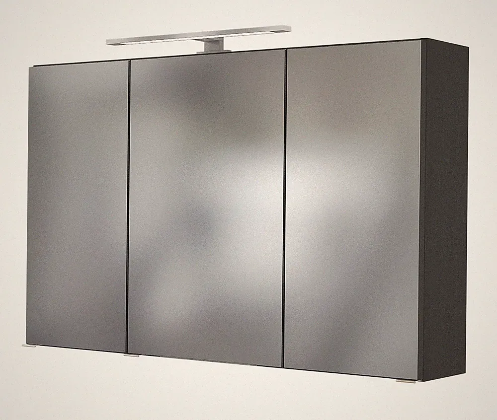 Basera® Badezimmer Spiegelschrank Olena 100 cm breit mit LED-Beleuchtung anth...
