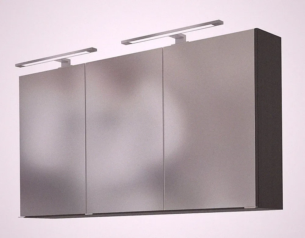 Basera® Badezimmer Spiegelschrank Olena 120 cm breit mit LED-Beleuchtung anth...