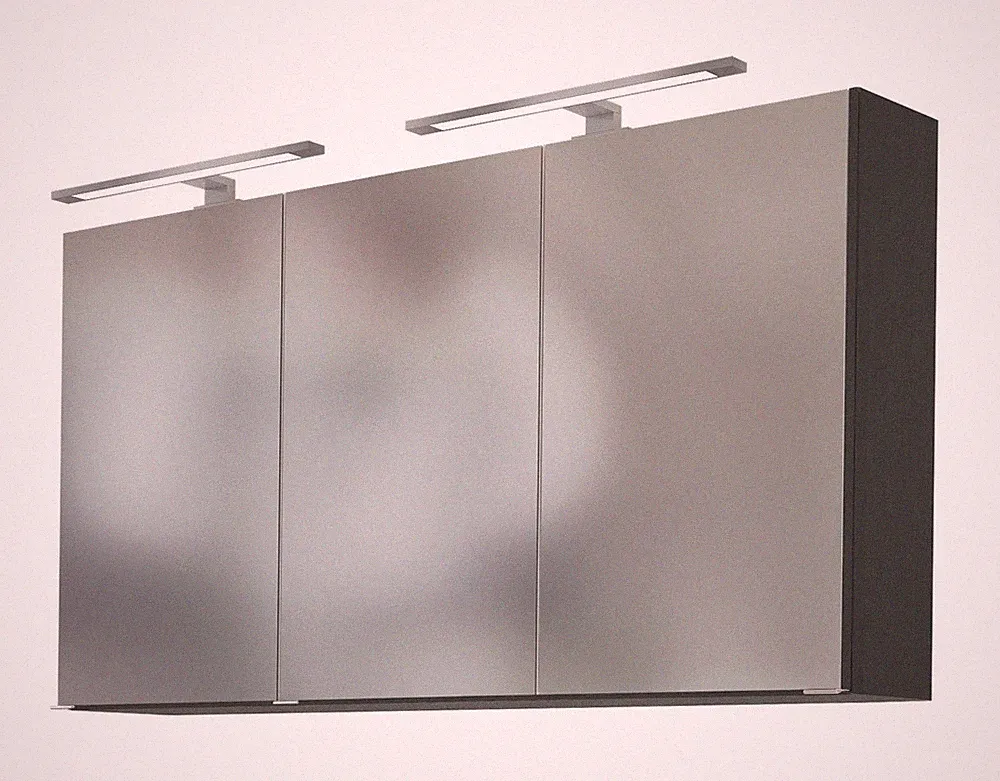 Basera® Badezimmer Spiegelschrank Olena 120 cm breit mit LED-Beleuchtung anth...