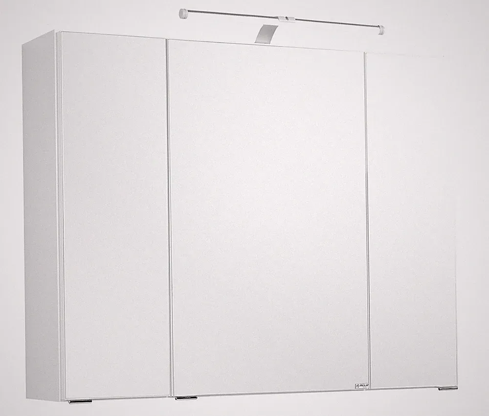 Basera® Badezimmer Spiegelschrank Ondine 80 cm breit mit LED-Beleuchtung weiß