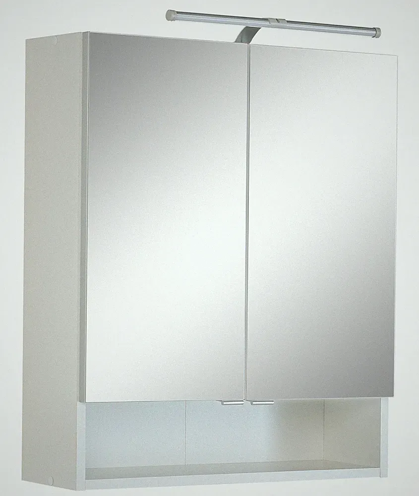 Basera® Badezimmer Spiegelschrank Solene 60 cm breit mit LED-Beleuchtung weiß