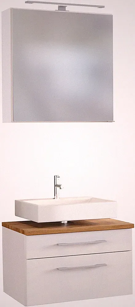 Basera® Badmöbel Set Avola 60 cm breit weiß inkl. LED-Spiegelschrank und Unte...