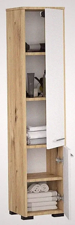 BDW Badschrank Hochschrank 30 x 140 x 30 cm - Badezimmerschrank mit Türen