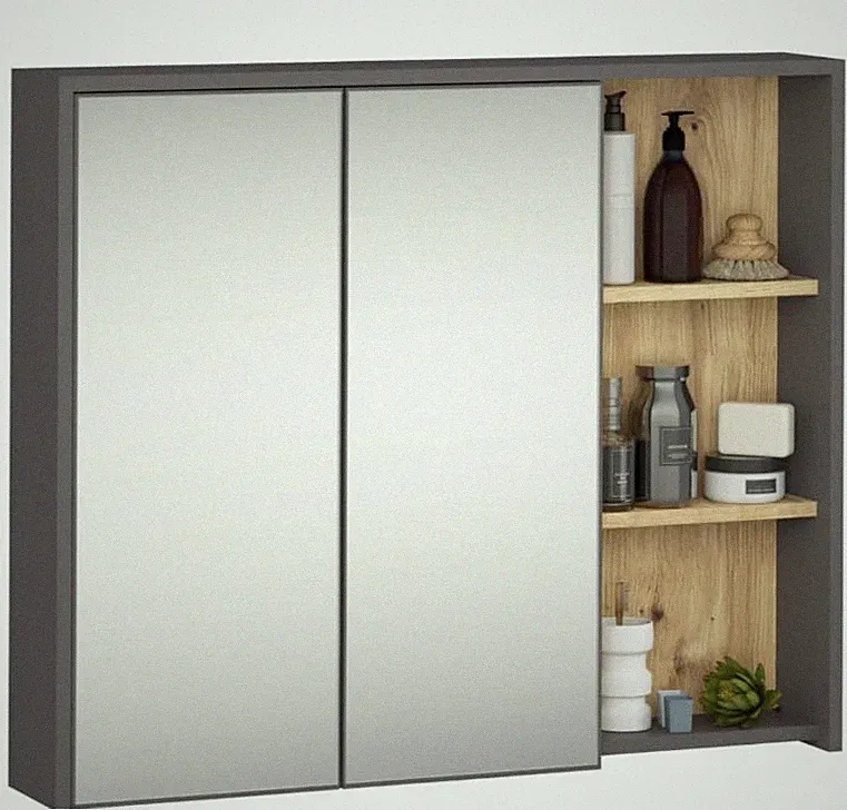 BDW - Spiegelschrank Bad, Badezimmerschrank mit Spiegel 90(B)x75(H)x15(T)cm Vami