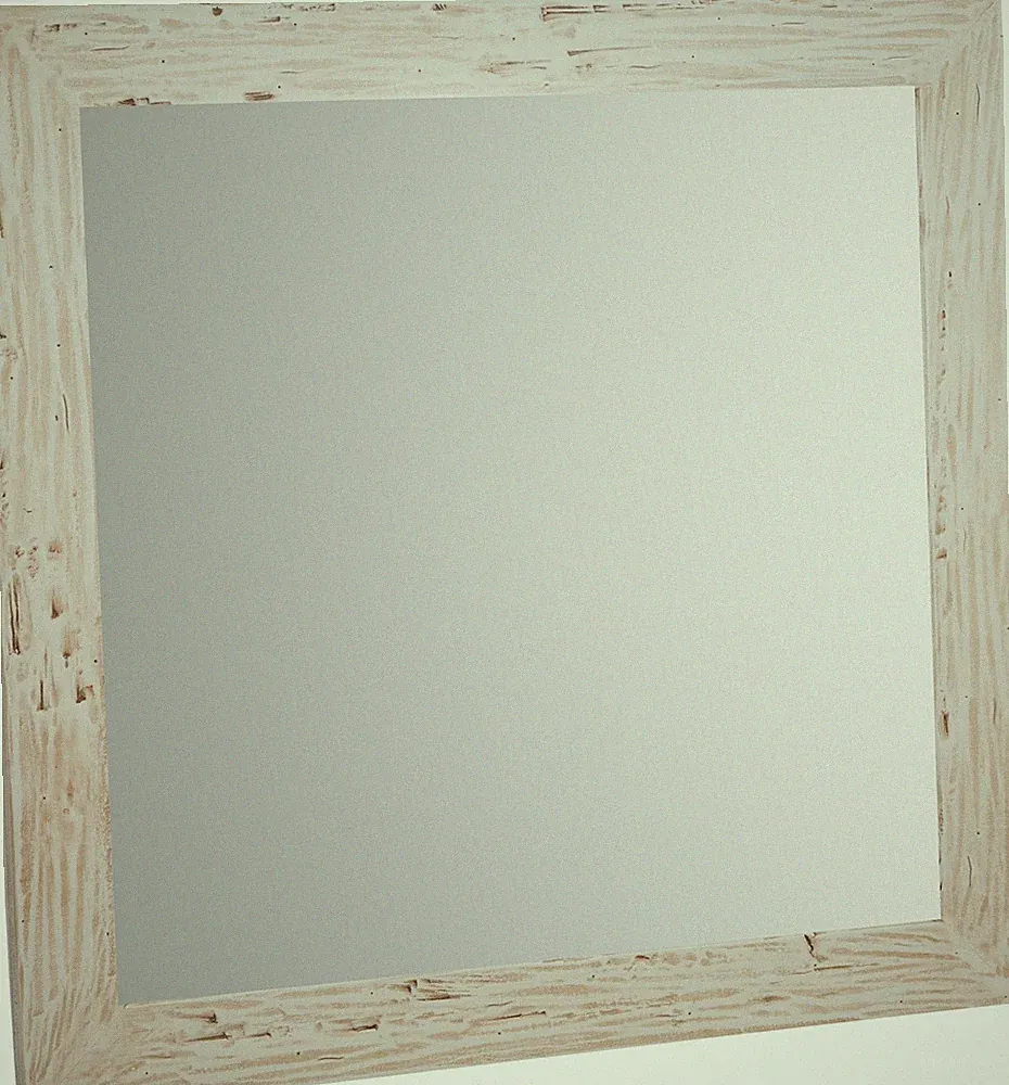 Biscottini Spiegelschrank Quadratisch Holz Linde Creme 100x100 Shabby Chic