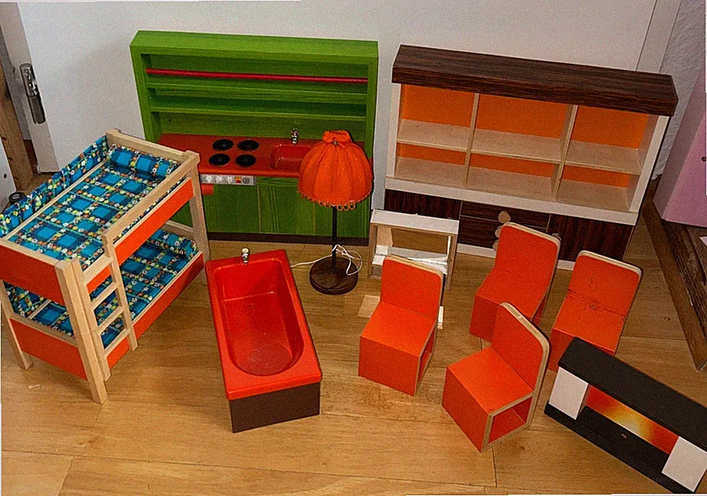 Bodo Hennig Maxi Puppenhaus Puppenstube Küchen Kamin Spiegel Doppelstockbett