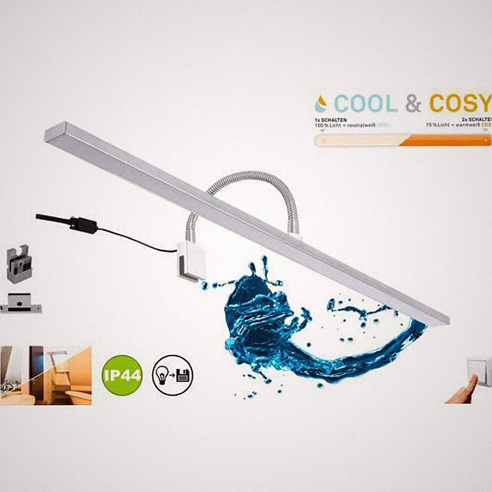 Briloner Cool & Cosy LED Badleuchte Farbtemperatur-Wechsler Flexarm Badlampe Ch
