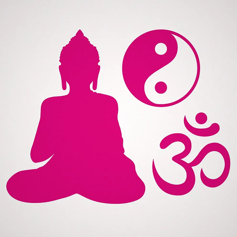 BUDDHA AUFKLEBER Deko Sticker Yin Yang Om Wandtattoo Möbel Relax Wellness Bad