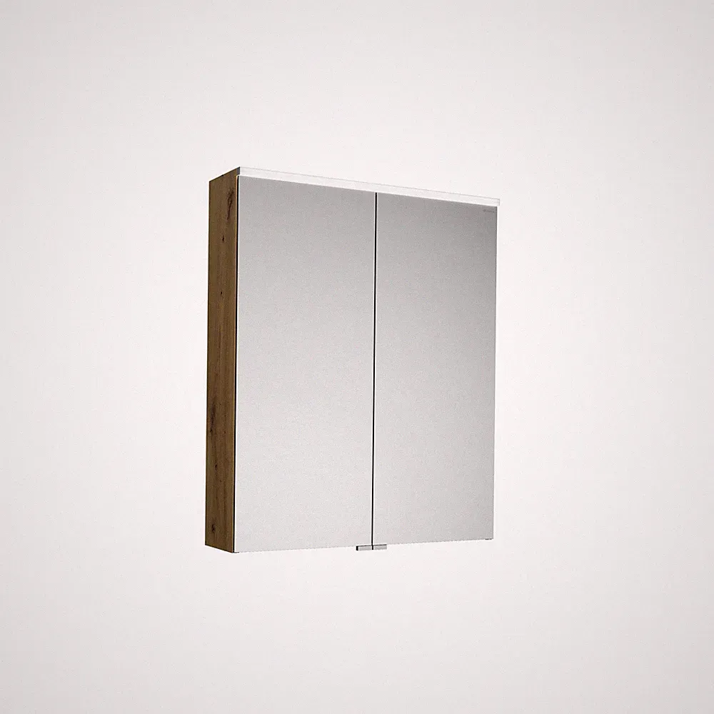 burgbad Eqio Spiegelschrank mit LED-Aufsatzleuchte, 2-türig, 650x800x170mm