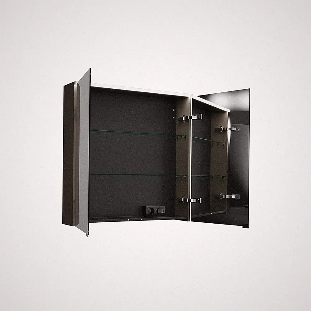 burgbad Eqio Spiegelschrank mit LED-Aufsatzleuchte, 2-türig, 800x800x170mm