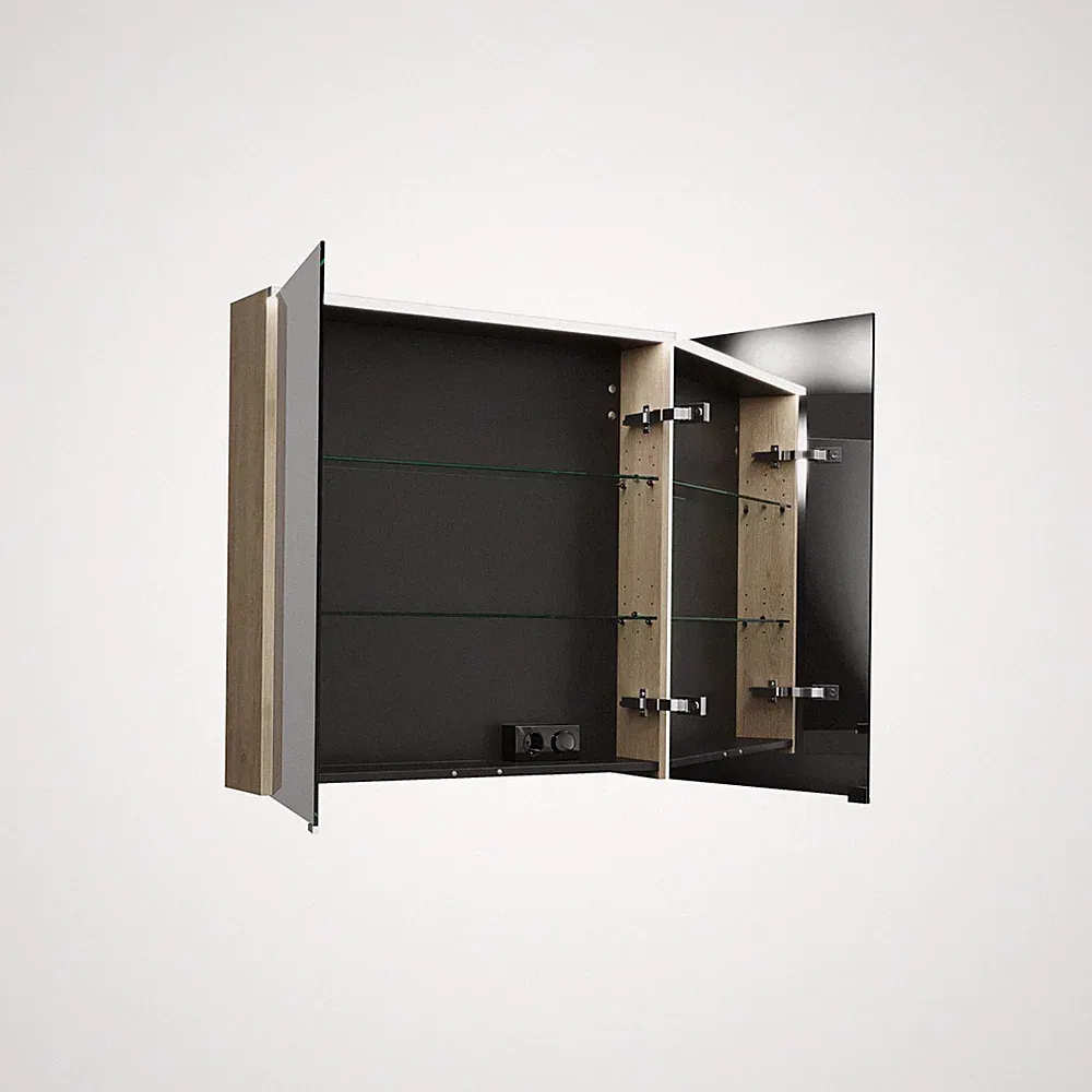 burgbad Eqio Spiegelschrank mit LED-Aufsatzleuchte, 2-türig, 800x800x170mm