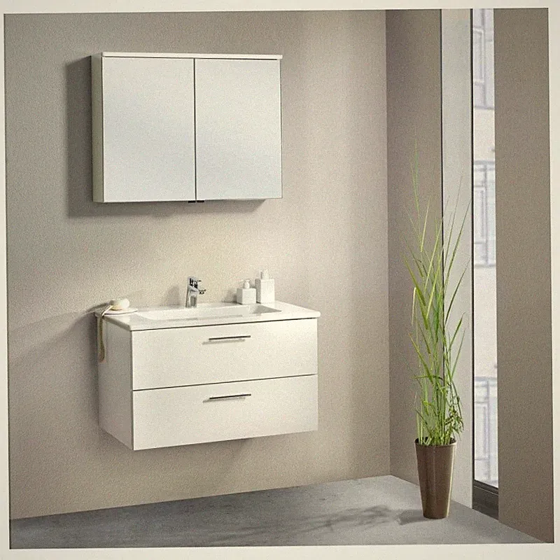 Burgbad Nurro Pure Express Spiegelschrank-Set 123 cm Weiß