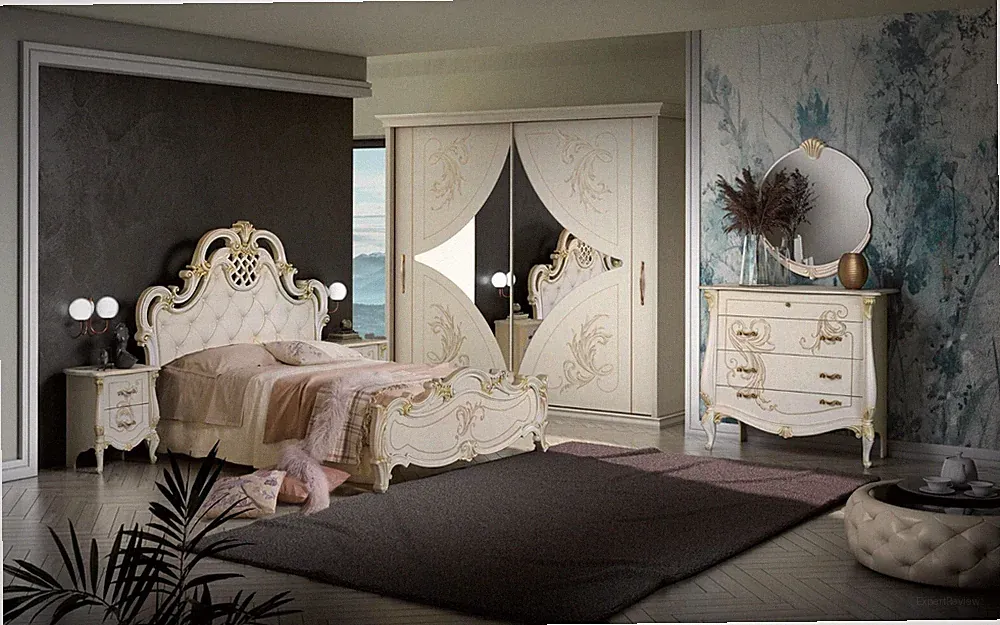Butterfly - Komplettes Schlafzimmermöbel-Set im Barockstil Gold 3/5 oder 6-tlg